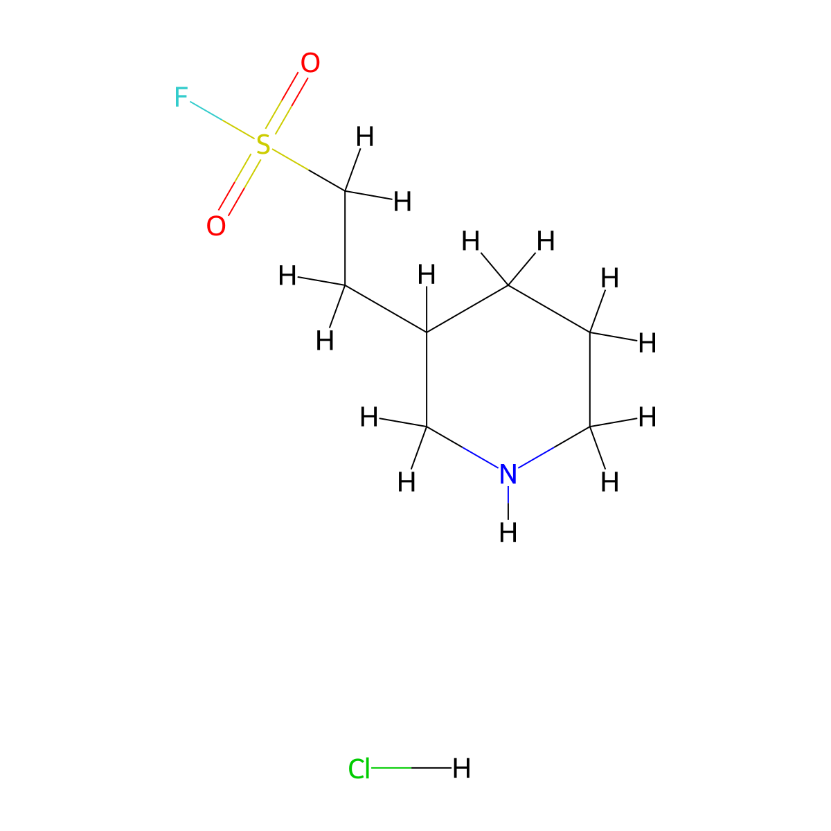 2-(Piperidin-3-yl)ethane-1-sulfonyl fluoride hydrochloride molecular structure, CAS 2411221-01-5