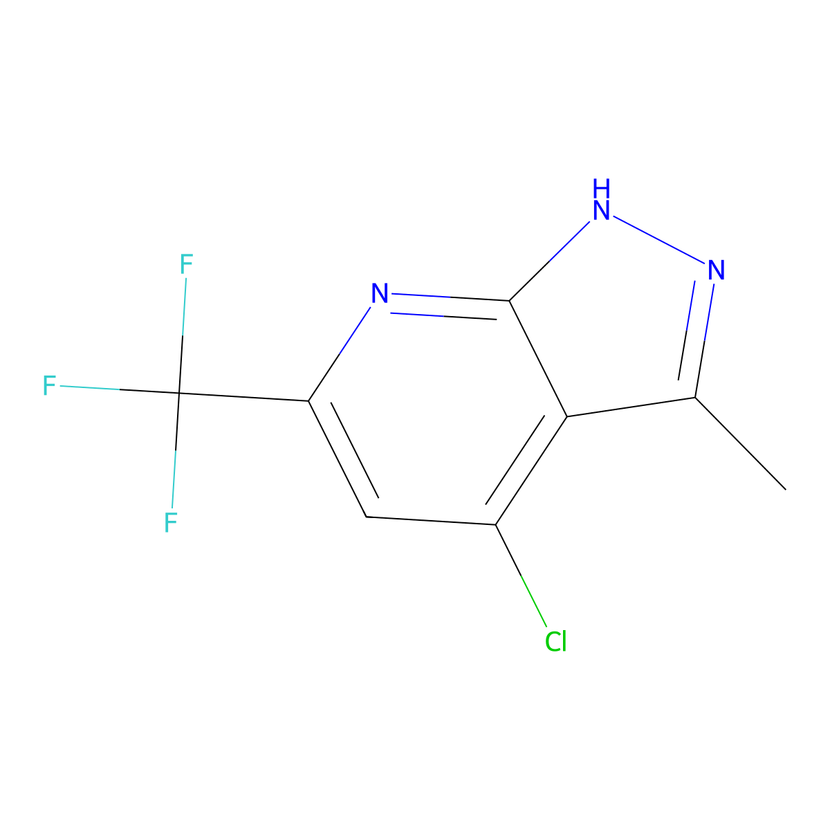4-chloro-3-methyl-6-(trifluoromethyl)-1H-pyrazolo(3,4-b)pyridine molecular structure, CAS 2411221-48-0
