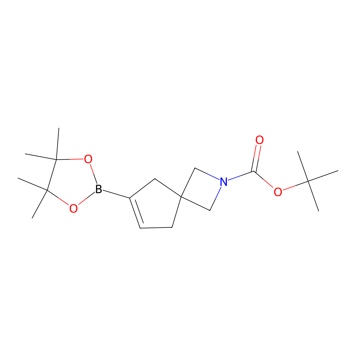 Tert-butyl 6-(4,4,5,5-tetramethyl-1,3,2-dioxaborolan-2-yl)-2-azaspiro[3.4]oct-6-ene-2-carboxylate molecular structure, CAS 2411223-34-0