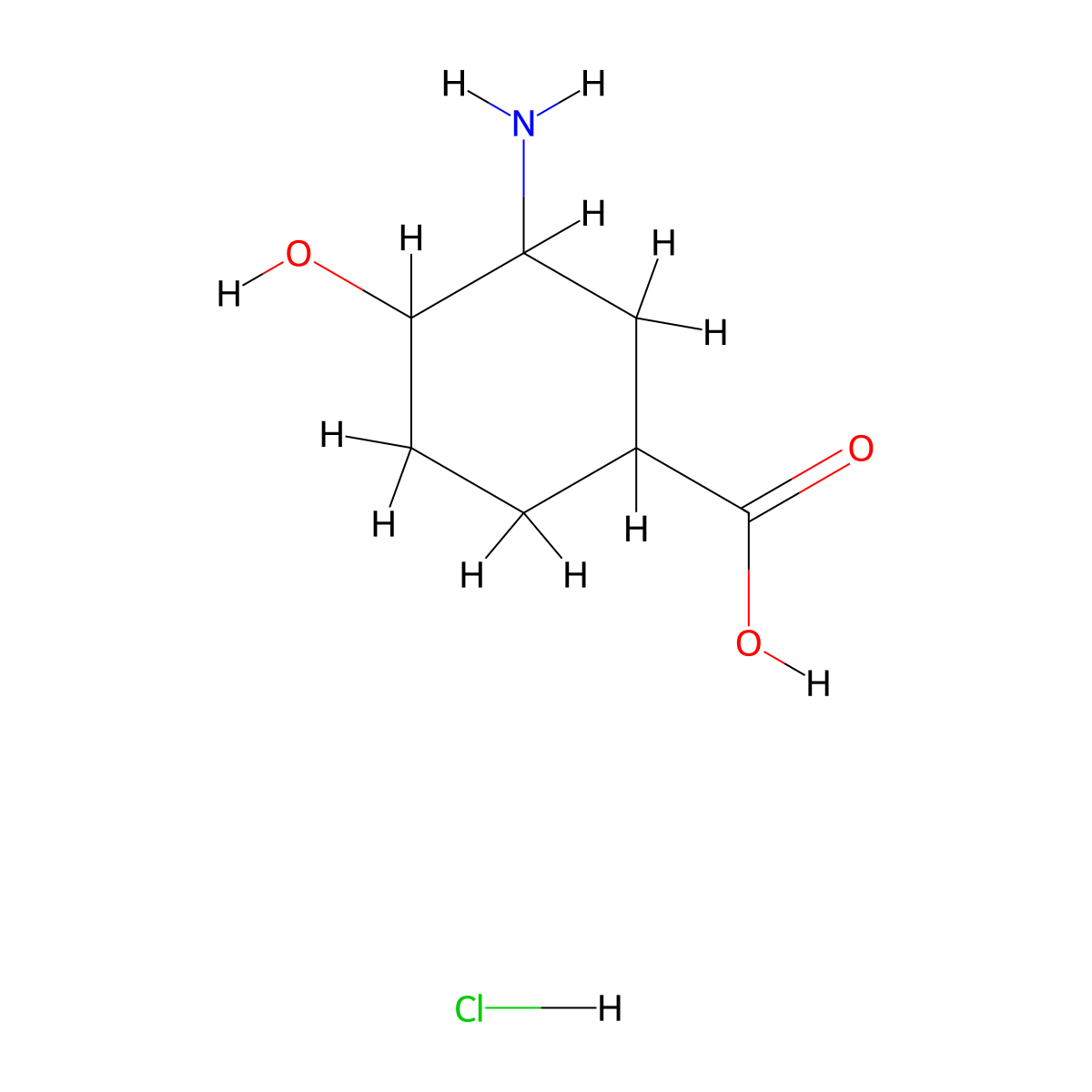 3-Amino-4-hydroxycyclohexane-1-carboxylic acid hydrochloride molecular structure, CAS 2411224-07-0