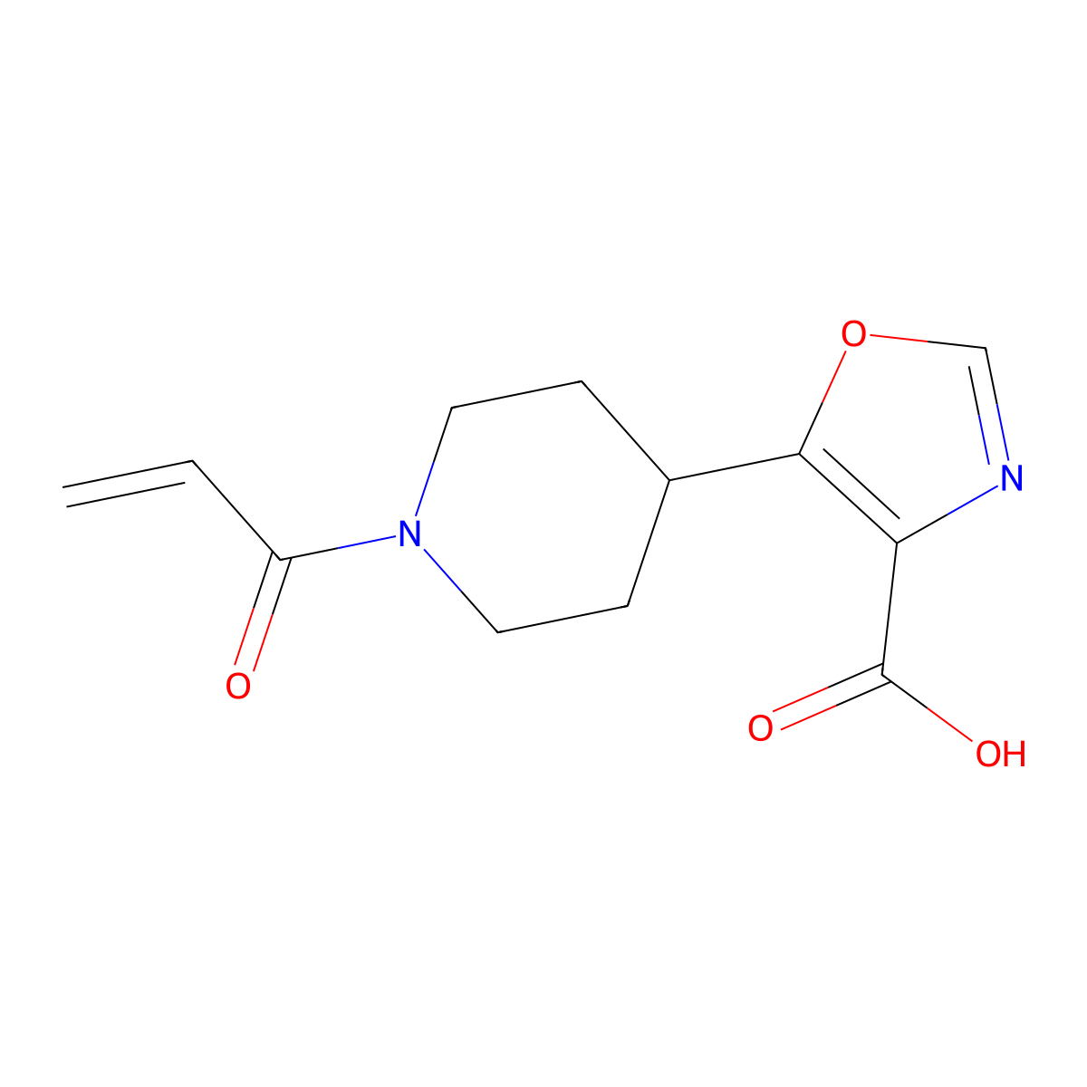 5-[1-(Prop-2-enoyl)piperidin-4-yl]-1,3-oxazole-4-carboxylicacid molecular structure, CAS 2411226-79-2