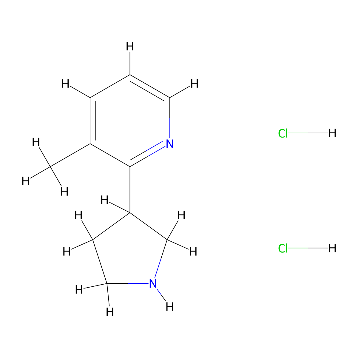 3-Methyl-2-(pyrrolidin-3-yl)pyridine dihydrochloride molecular structure, CAS 2411226-97-4