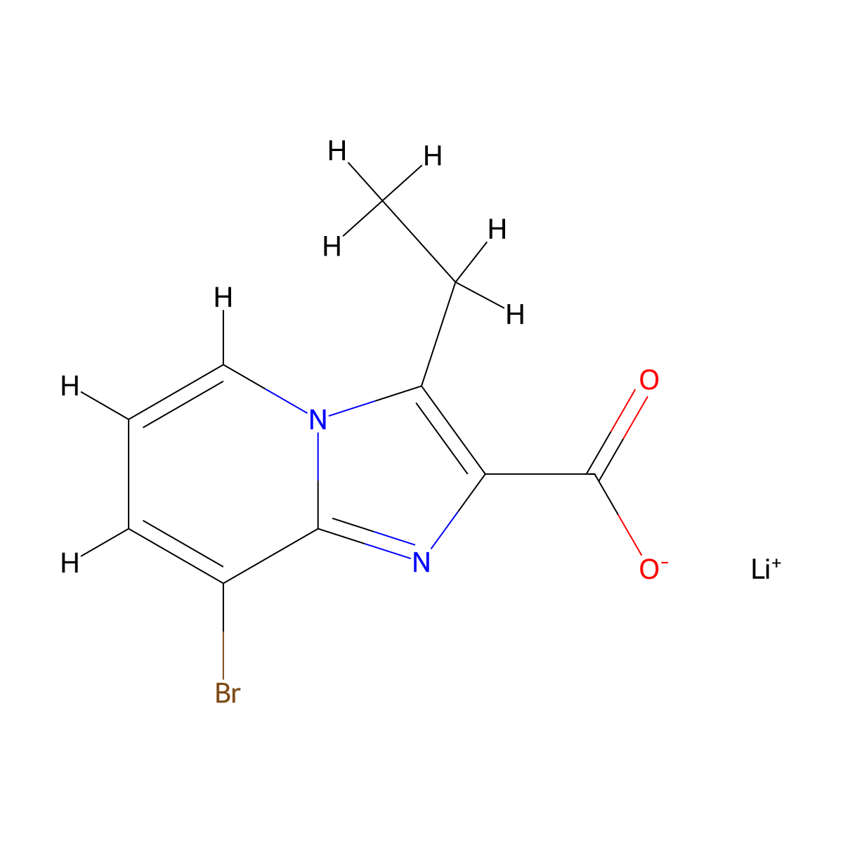 Lithium(1+) 8-bromo-3-ethylimidazo[1,2-a]pyridine-2-carboxylate molecular structure, CAS 2411227-70-6