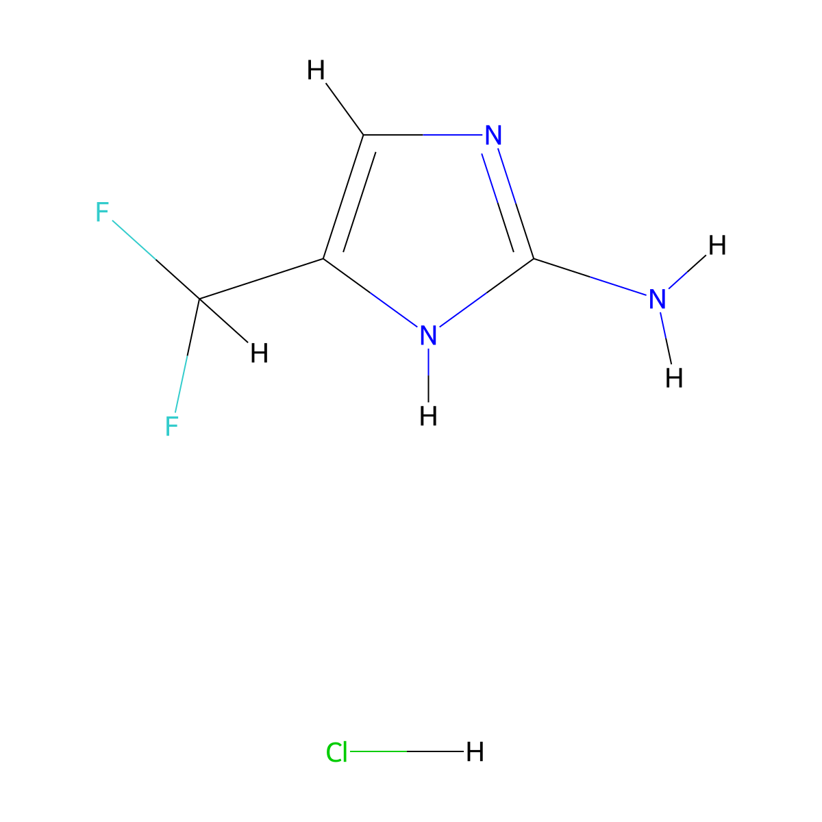 4-(difluoromethyl)-1H-imidazol-2-amine hydrochloride molecular structure, CAS 2411229-45-1