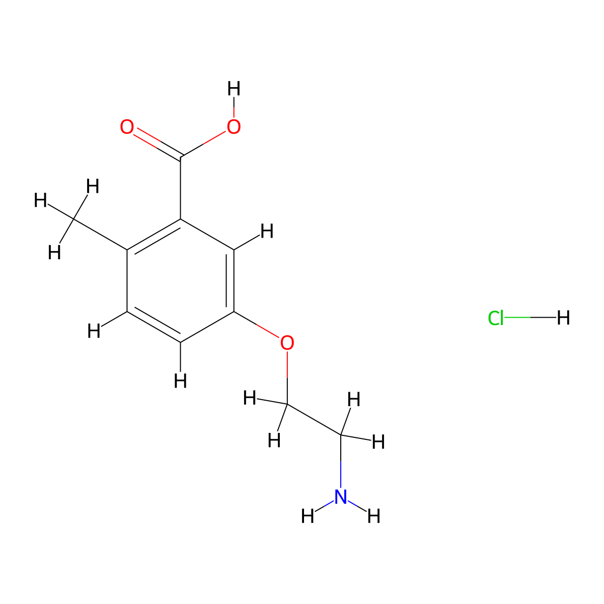 5-(2-Aminoethoxy)-2-methylbenzoic acid hydrochloride molecular structure, CAS 2411229-52-0
