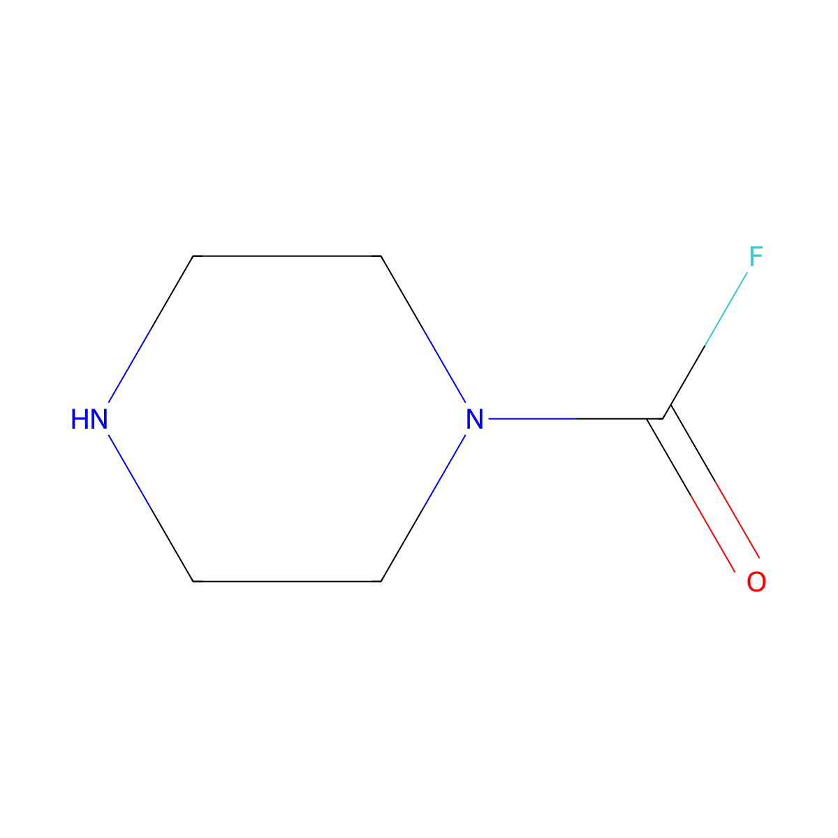 Piperazine-1-carbonyl fluoride molecular structure, CAS 2411230-47-0
