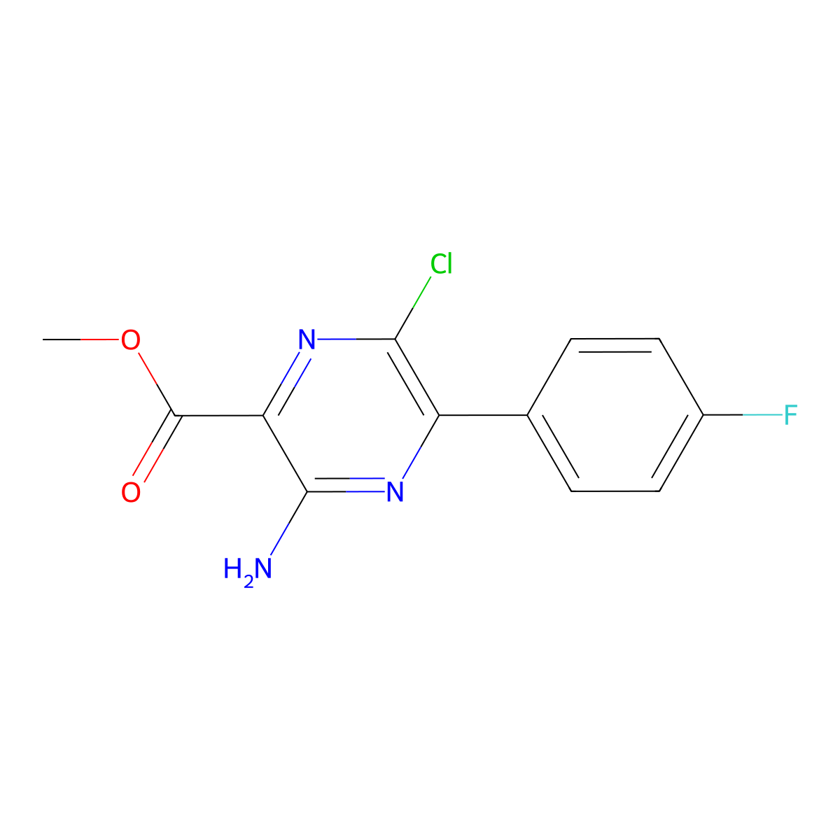 Methyl 3-amino-6-chloro-5-(4-fluorophenyl)pyrazine-2-carboxylate molecular structure, CAS 2411234-29-0