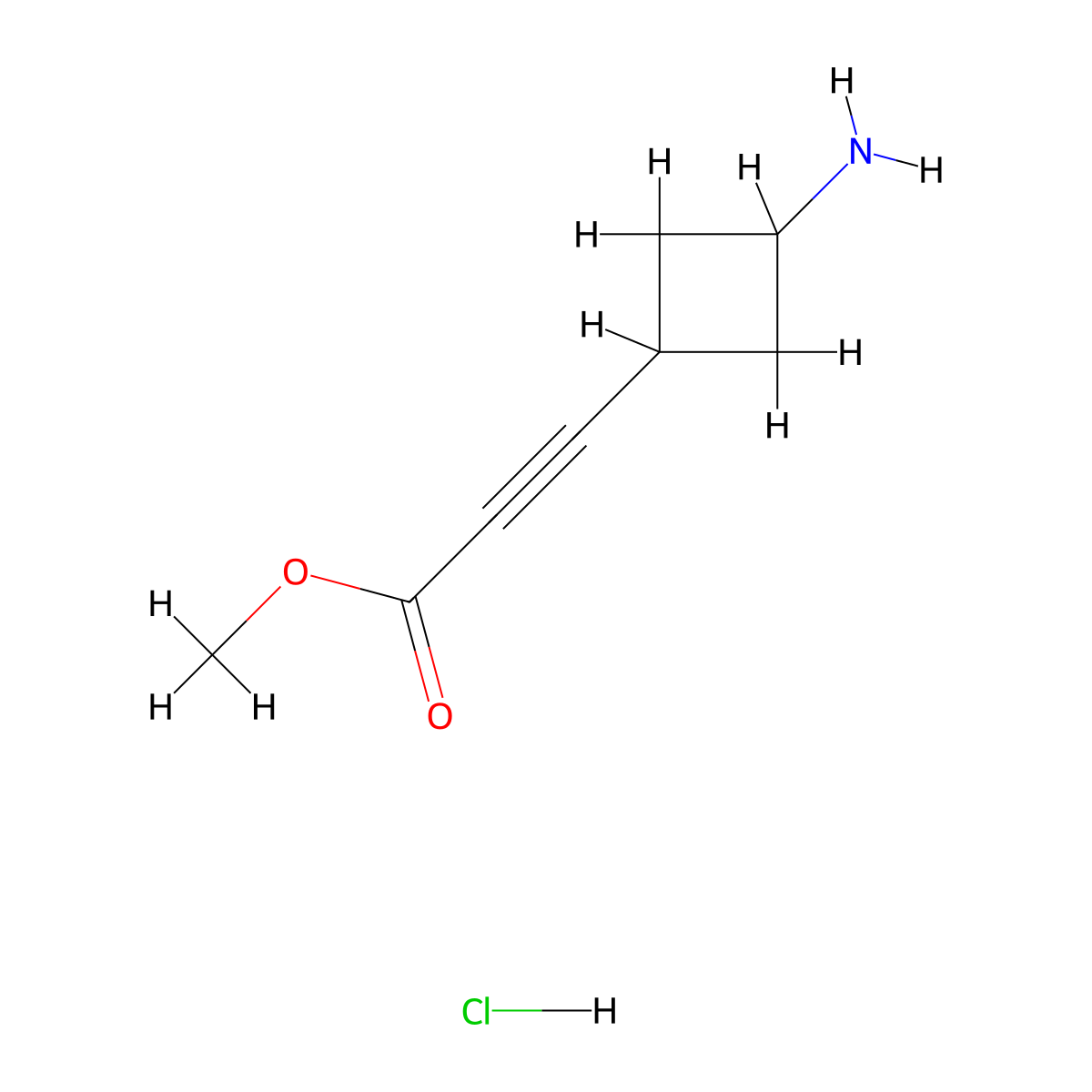 Methyl 3-(3-aminocyclobutyl)prop-2-ynoate;hydrochloride molecular structure, CAS 2411236-19-4