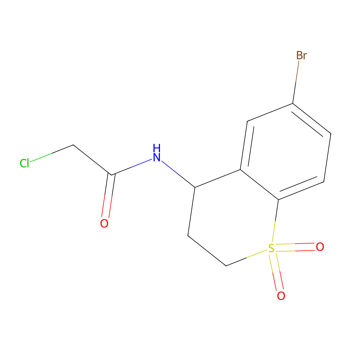 N-(6-Bromo-1,1-dioxo-3,4-dihydro-2H-thiochromen-4-yl)-2-chloroacetamide molecular structure, CAS 2411237-06-2