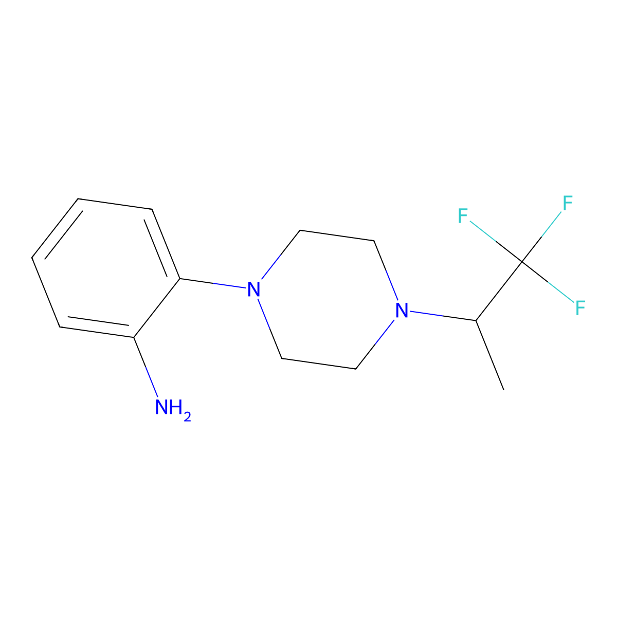 2-[4-(1,1,1-Trifluoropropan-2-yl)piperazin-1-yl]aniline molecular structure, CAS 2411237-96-0