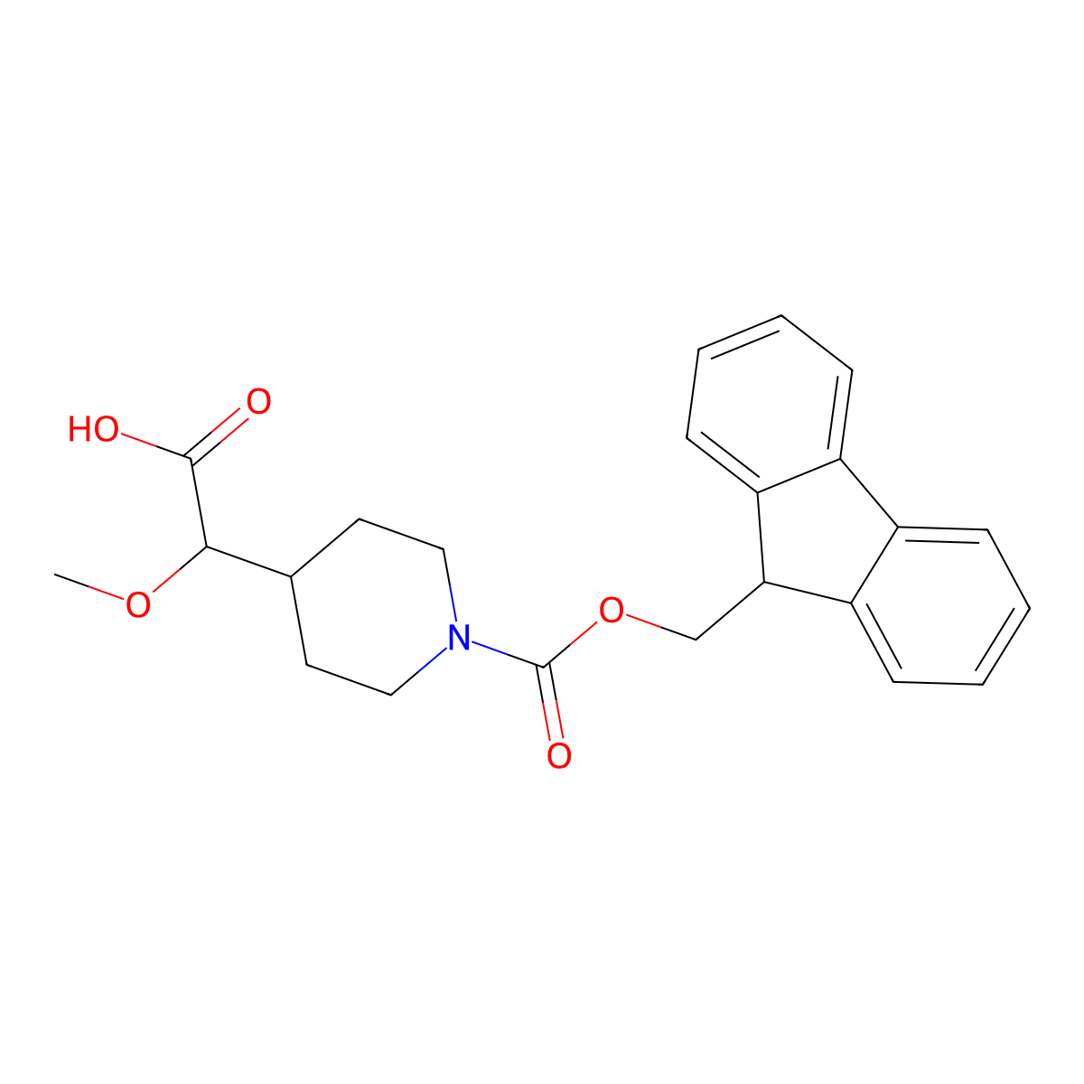 2-(1-{[(9H-fluoren-9-yl)methoxy]carbonyl}piperidin-4-yl)-2-methoxyaceticacid molecular structure, CAS 2411238-14-5
