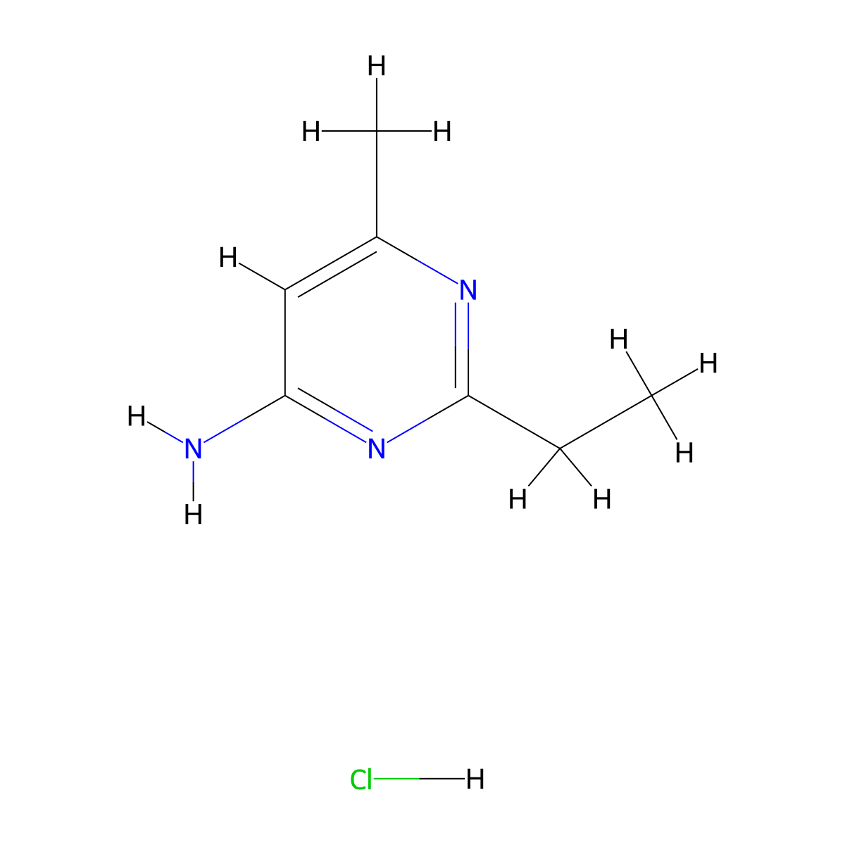 2-Ethyl-6-methylpyrimidin-4-aminehydrochloride molecular structure, CAS 2411240-12-3