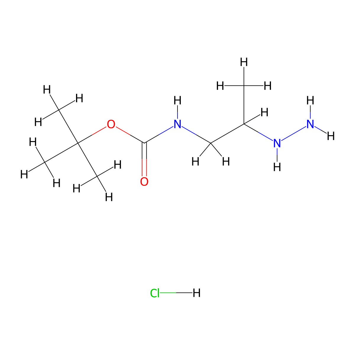 tert-butyl N-(2-hydrazinylpropyl)carbamate hydrochloride molecular structure, CAS 2411241-49-9