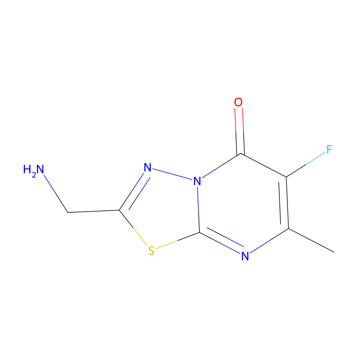 2-(aminomethyl)-6-fluoro-7-methyl-5H-[1,3,4]thiadiazolo[3,2-a]pyrimidin-5-one molecular structure, CAS 2411242-69-6