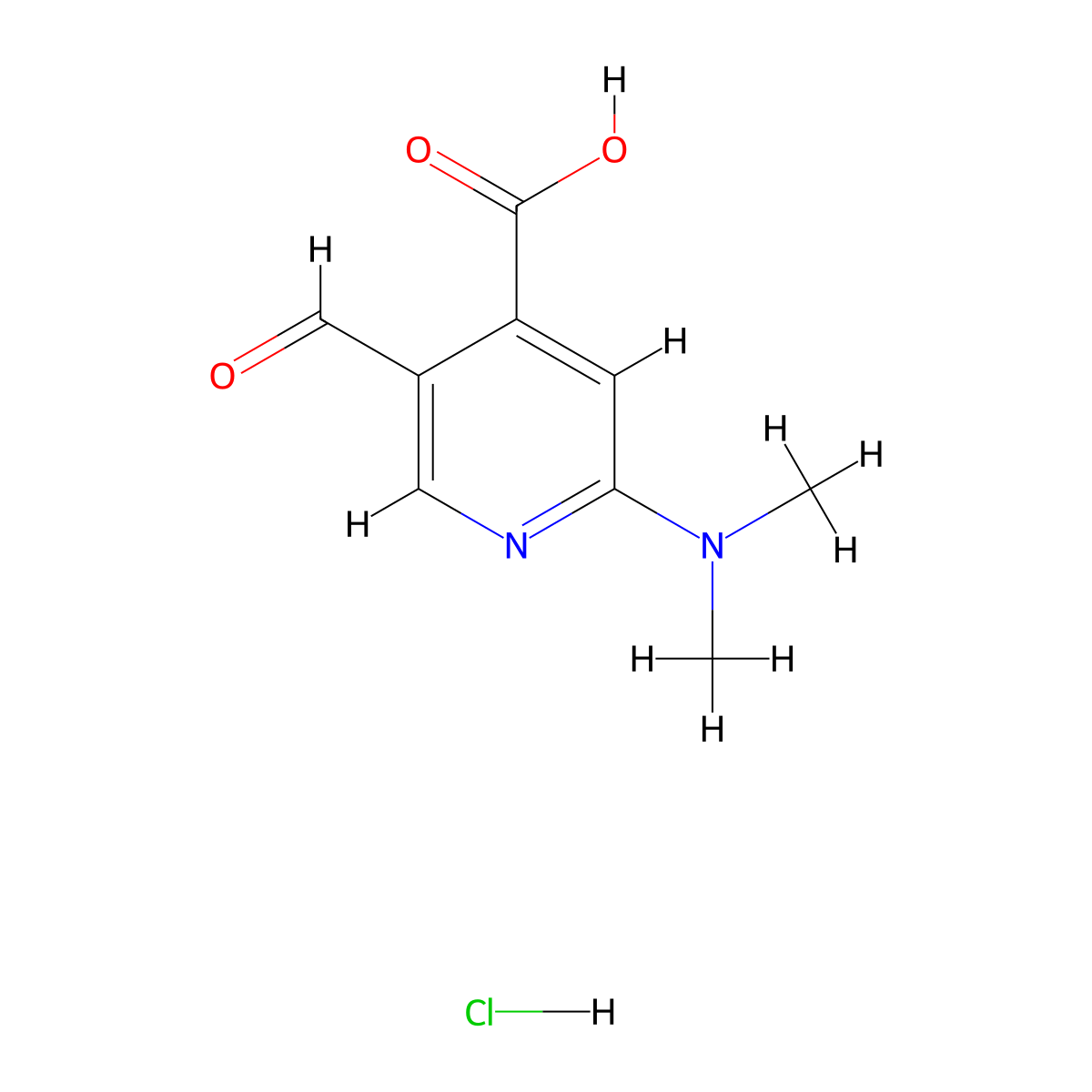 2-(Dimethylamino)-5-formylpyridine-4-carboxylic acid hydrochloride molecular structure, CAS 2411243-64-4