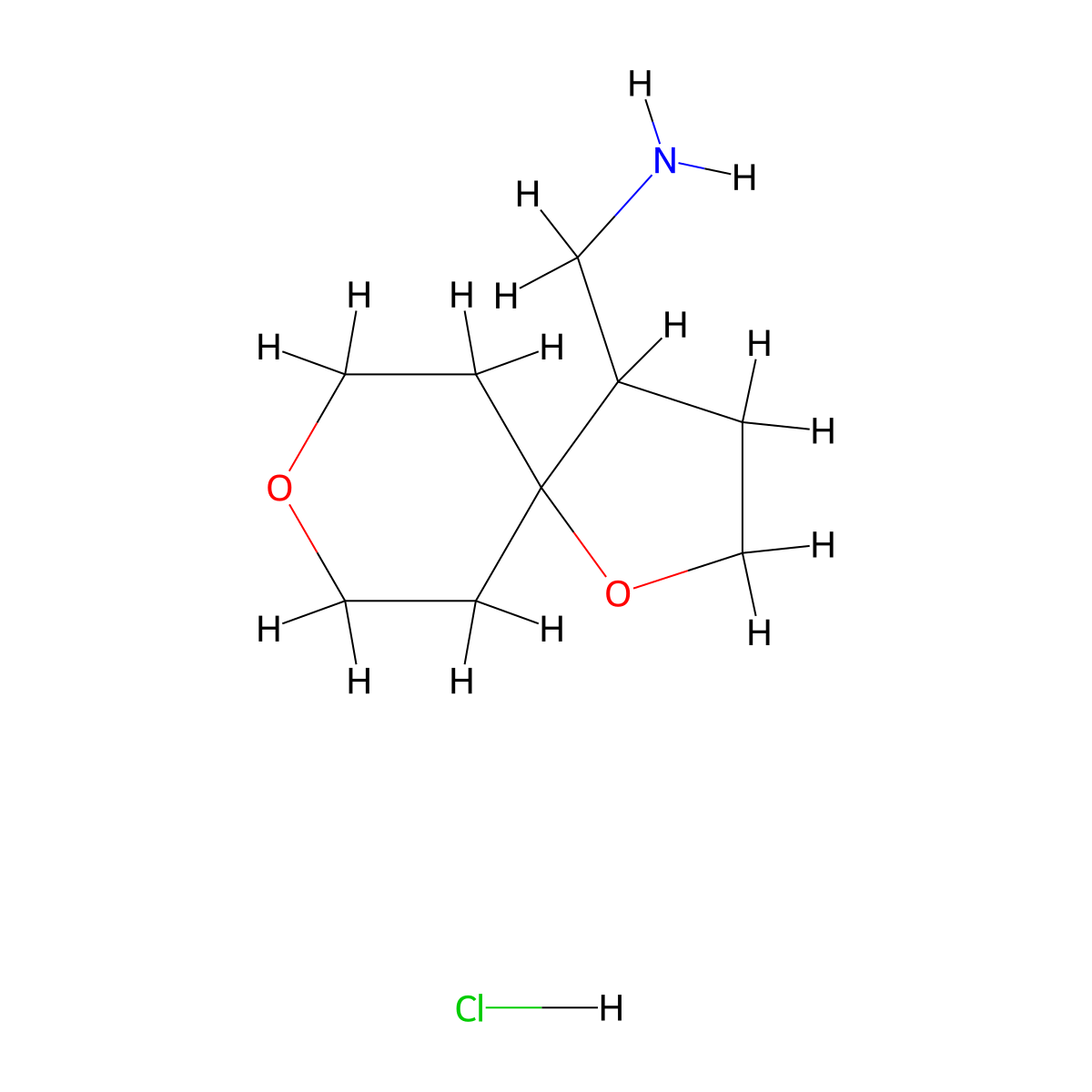 1-{1,8-Dioxaspiro[4.5]decan-4-yl}methanamine hydrochloride molecular structure, CAS 2411245-60-6