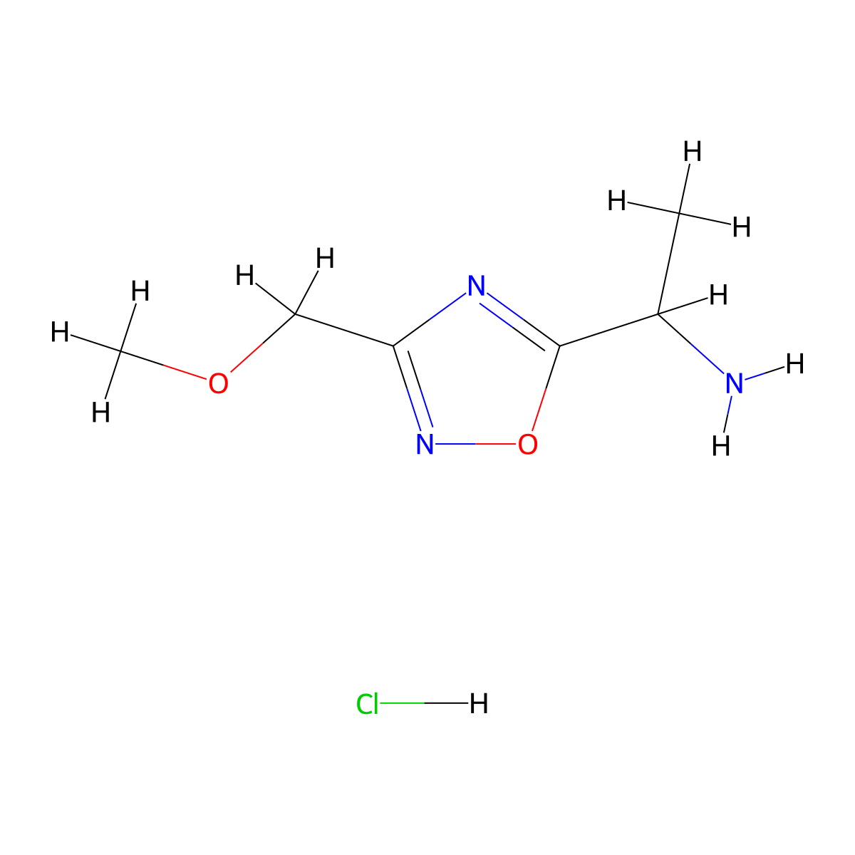 1-[3-(Methoxymethyl)-1,2,4-oxadiazol-5-yl]ethan-1-amine hydrochloride molecular structure, CAS 2411245-72-0