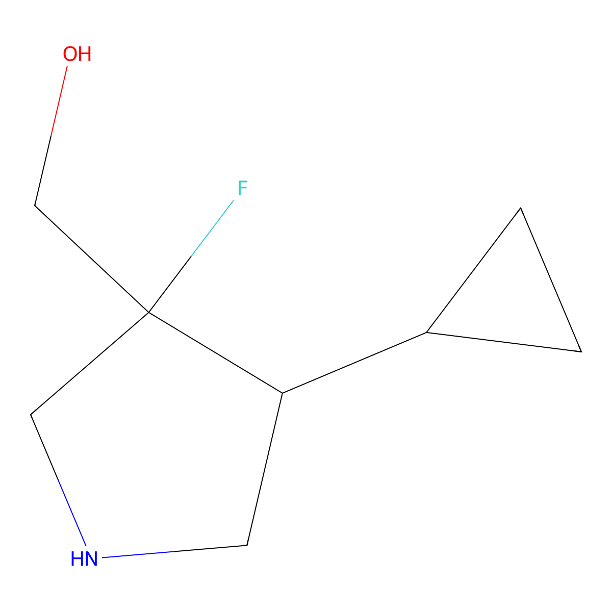 (4-Cyclopropyl-3-fluoropyrrolidin-3-yl)methanol molecular structure, CAS 2411246-02-9