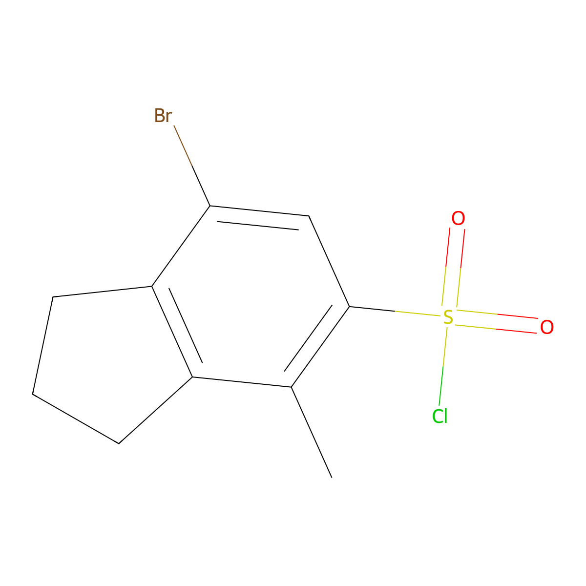 7-bromo-4-methyl-2,3-dihydro-1H-indene-5-sulfonylchloride molecular structure, CAS 2411247-87-3