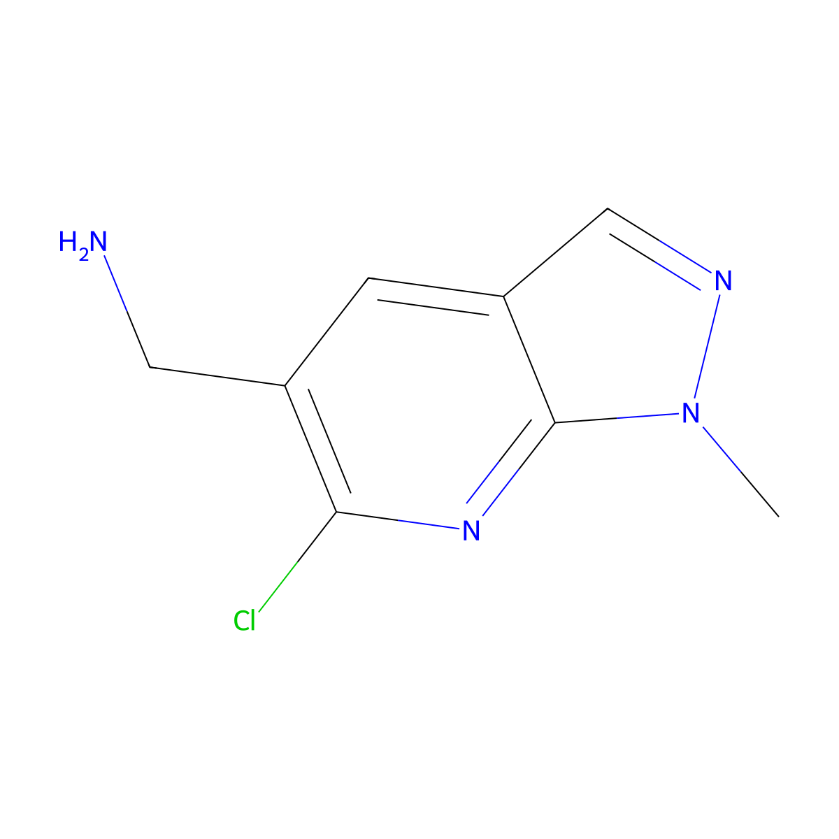 1-(6-chloro-1-methyl-1H-pyrazolo(3,4-b)pyridin-5-yl)methanamine molecular structure, CAS 2411248-03-6