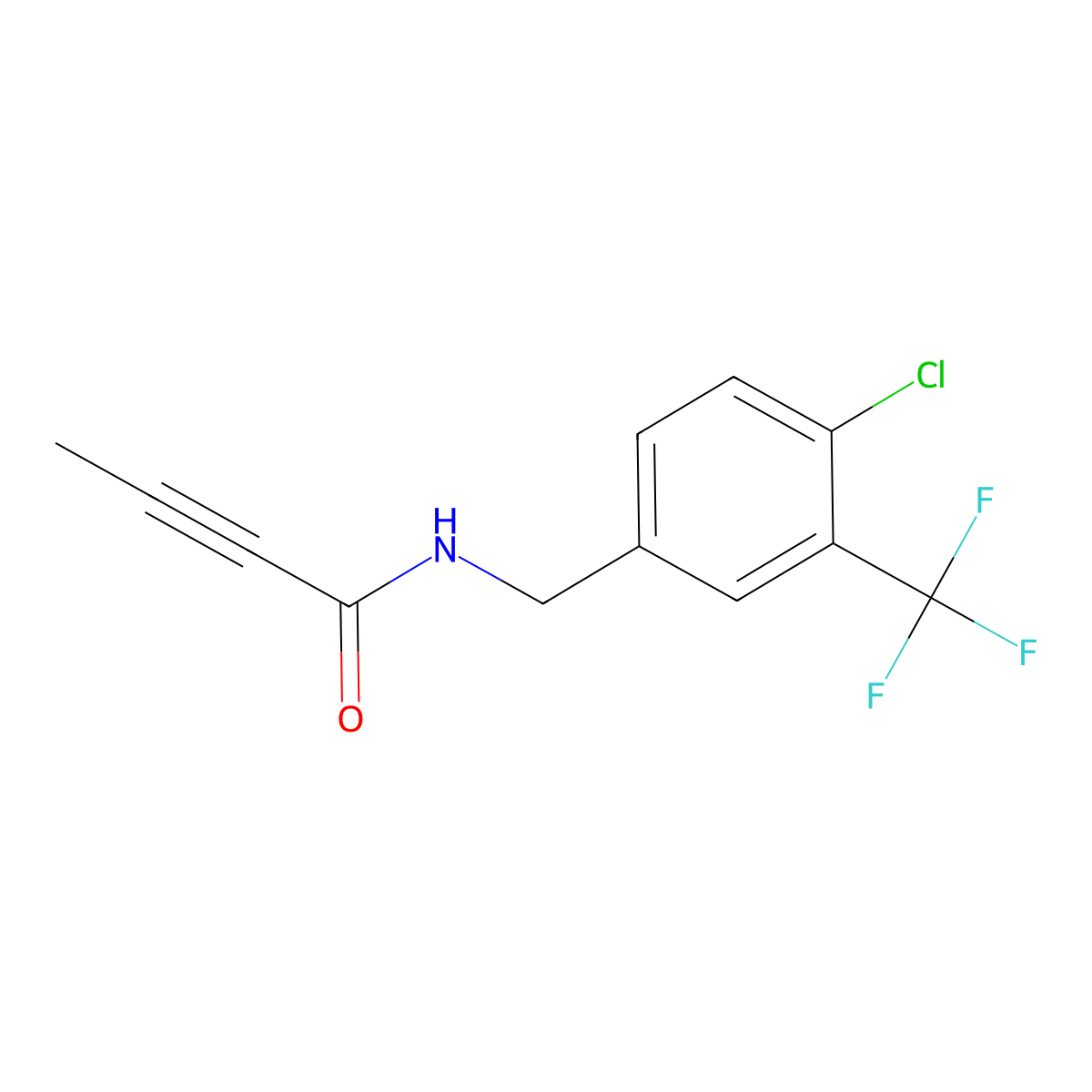 N-(4-chloro-3-(trifluoromethyl)benzyl)but-2-ynamide molecular structure, CAS 2411248-48-9