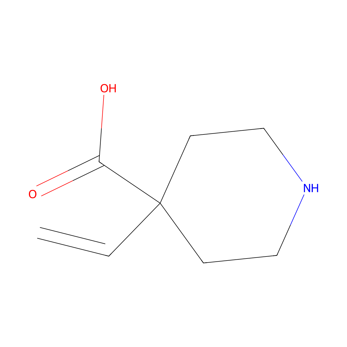 4-Ethenylpiperidine-4-carboxylic acid molecular structure, CAS 2411249-47-1