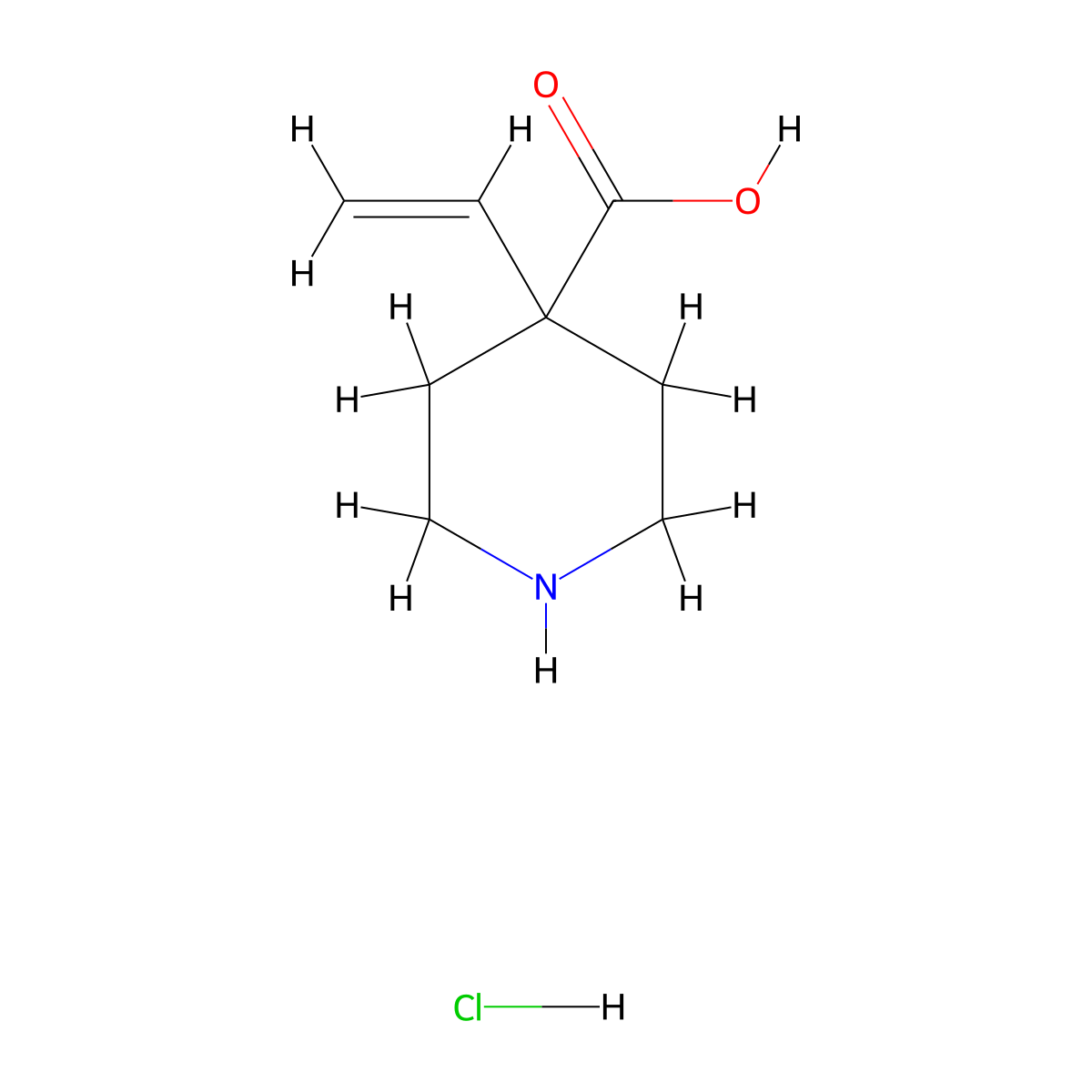 4-Ethenylpiperidine-4-carboxylicacidhydrochloride molecular structure, CAS 2411249-48-2