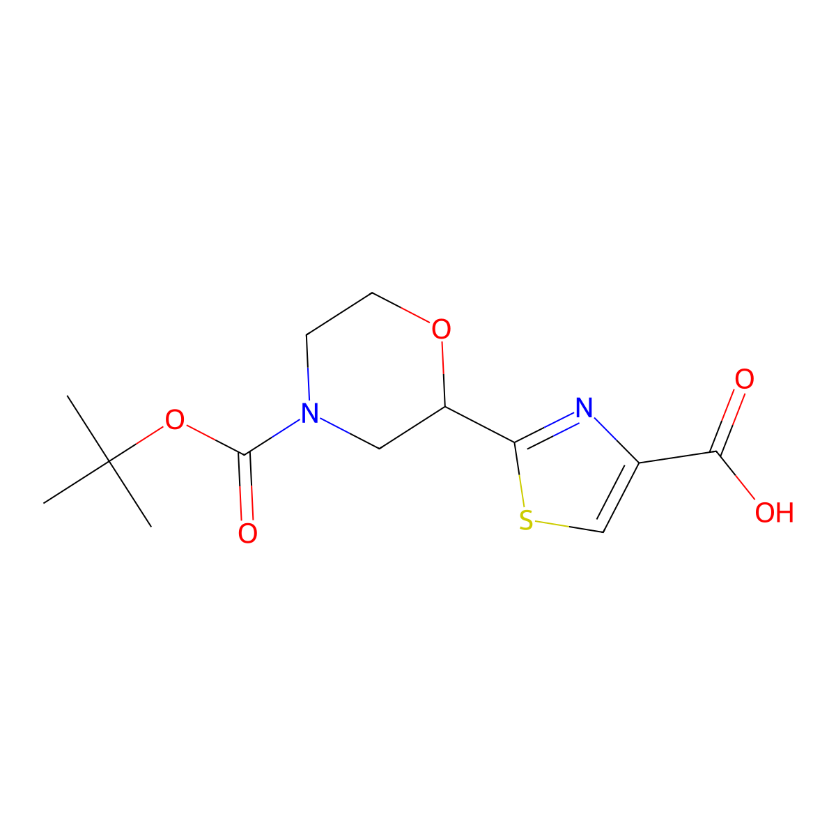 2-{4-[(Tert-butoxy)carbonyl]morpholin-2-yl}-1,3-thiazole-4-carboxylicacid molecular structure, CAS 2411249-59-5