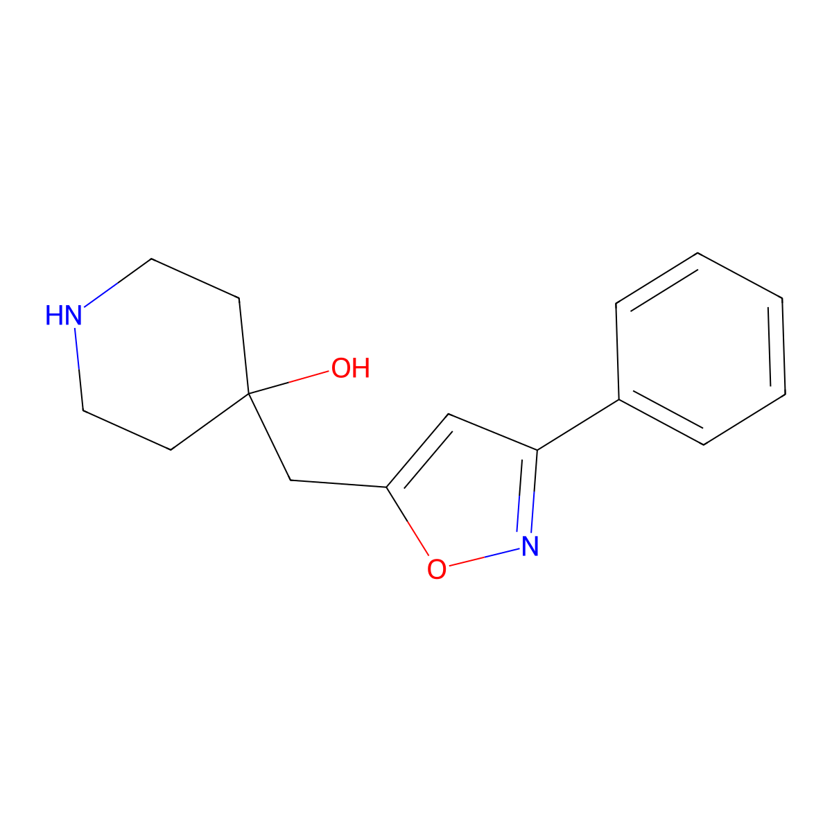4-[(3-Phenyl-1,2-oxazol-5-yl)methyl]piperidin-4-ol molecular structure, CAS 2411249-80-2