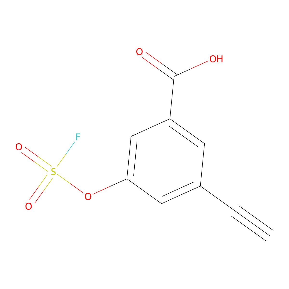 3-Ethynyl-5-[(fluorosulfonyl)oxy]benzoicacid molecular structure, CAS 2411249-83-5