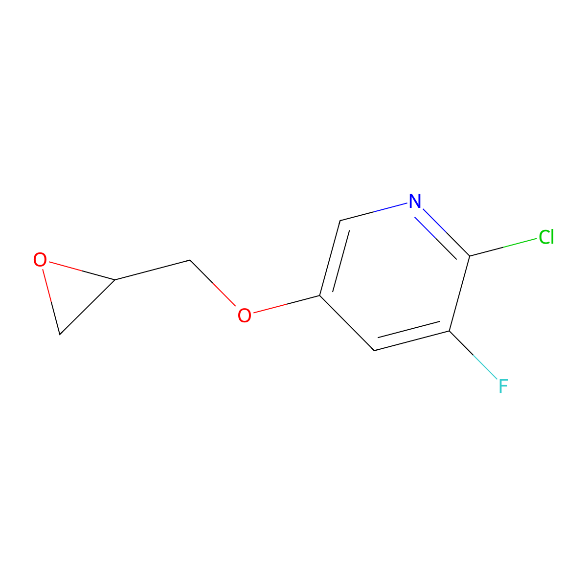 2-Chloro-3-fluoro-5-[(oxiran-2-yl)methoxy]pyridine molecular structure, CAS 2411250-19-4
