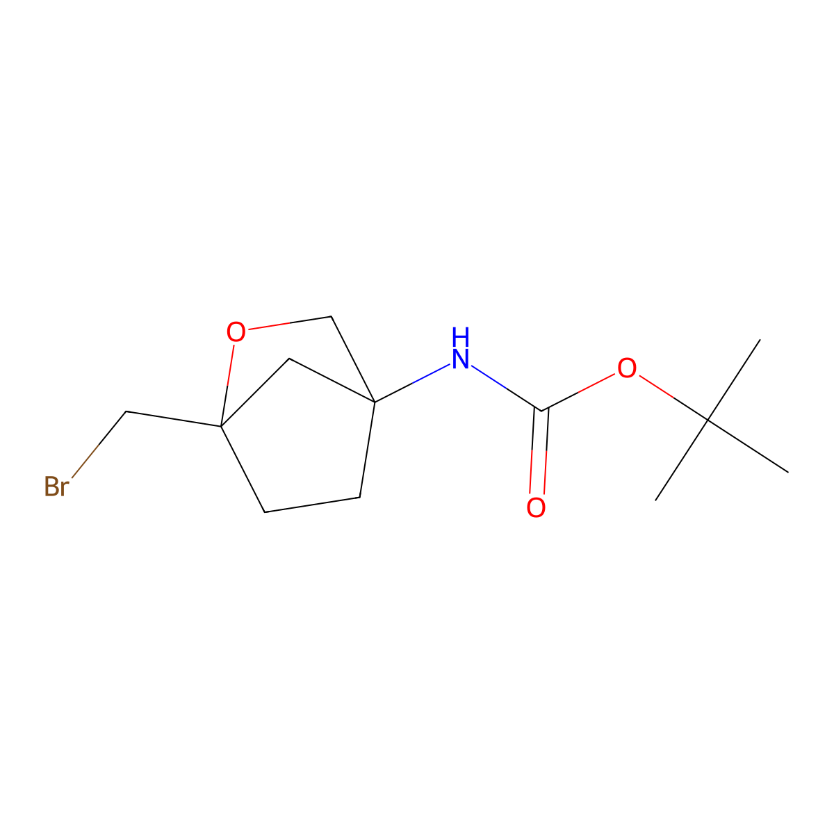 tert-butyl N-(1-(bromomethyl)-2-oxabicyclo(2.2.1)heptan-4-yl)carbamate molecular structure, CAS 2411250-35-4