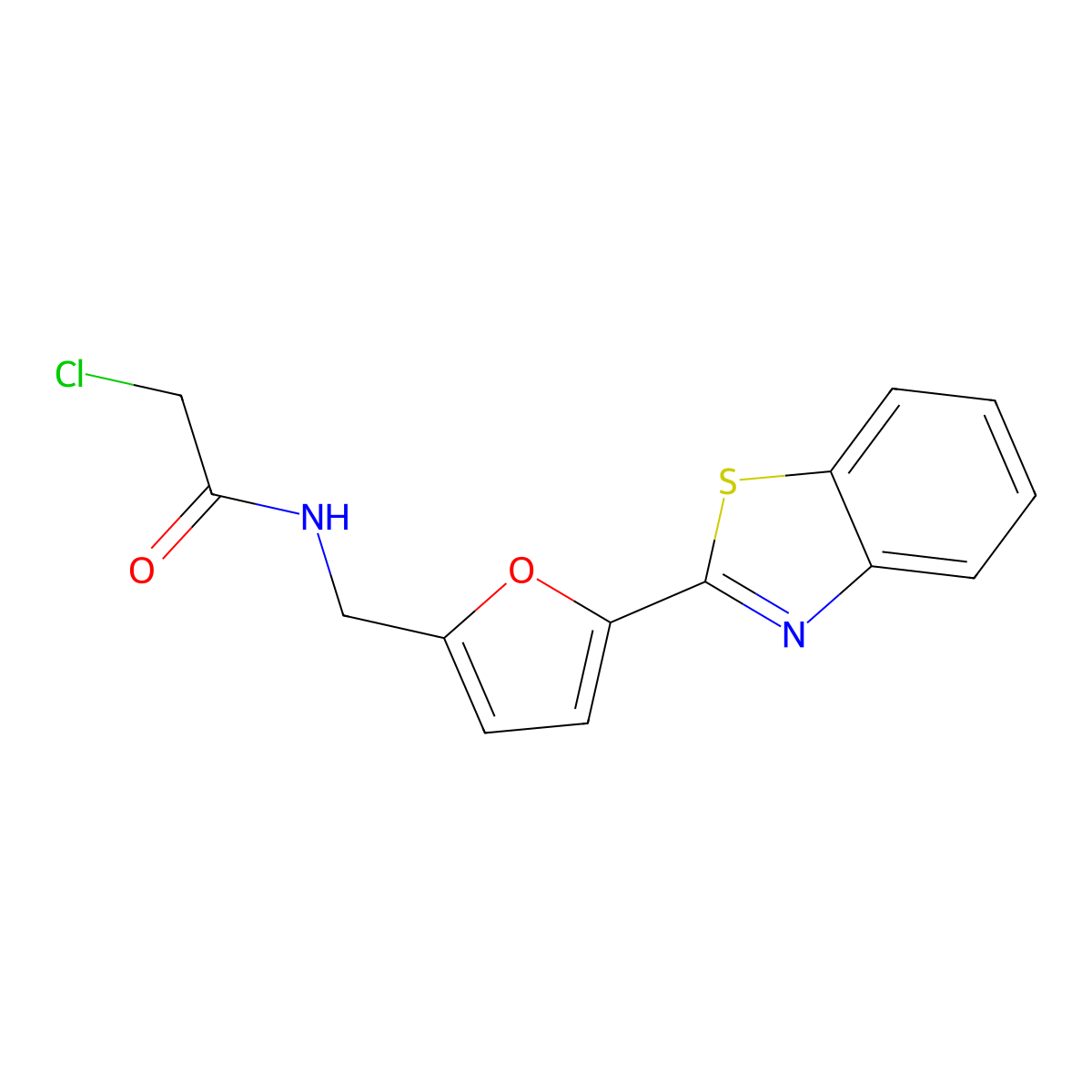 N-{[5-(1,3-benzothiazol-2-yl)furan-2-yl]methyl}-2-chloroacetamide molecular structure, CAS 2411250-59-2