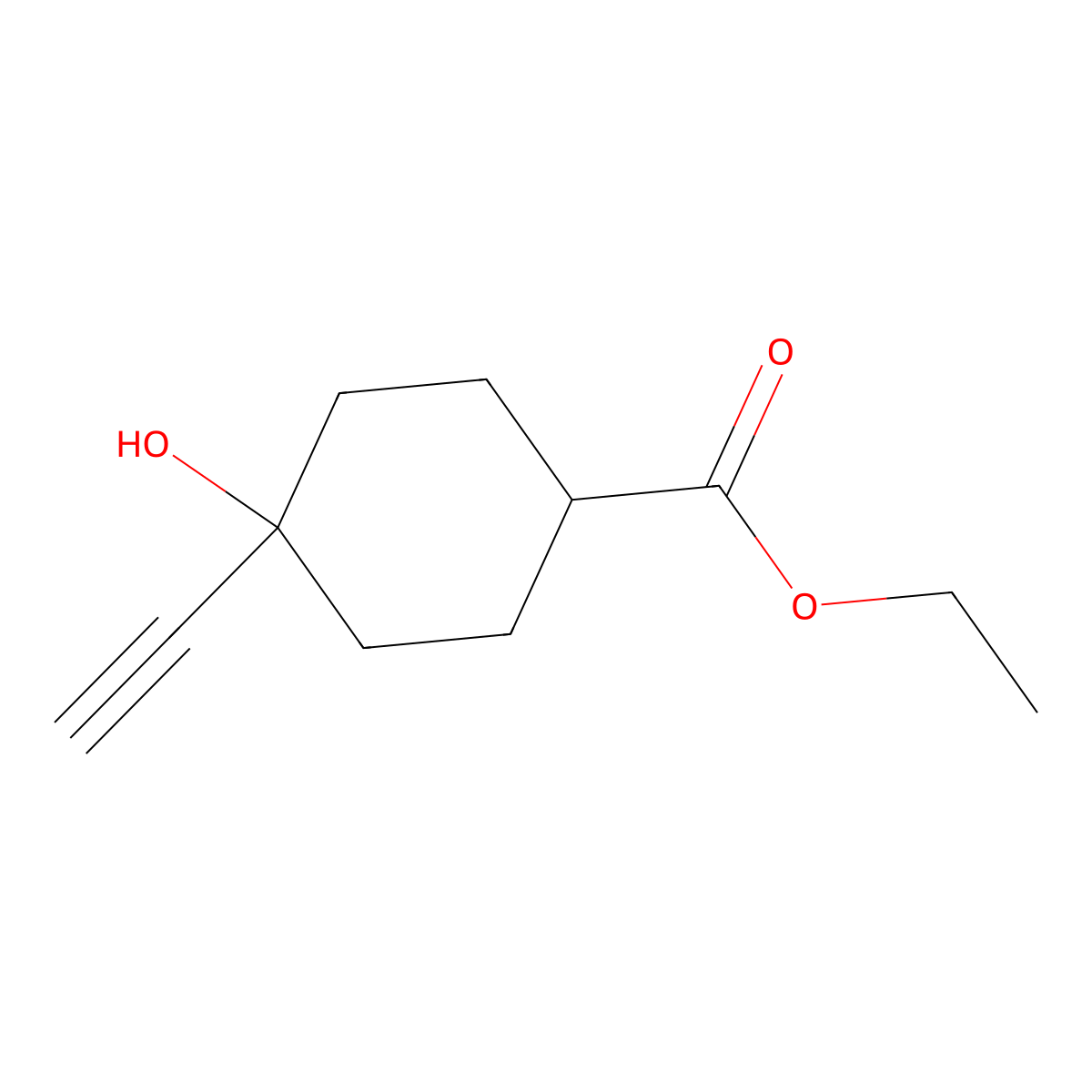 Ethyl 4-ethynyl-4-hydroxycyclohexane-1-carboxylate molecular structure, CAS 2411251-87-9