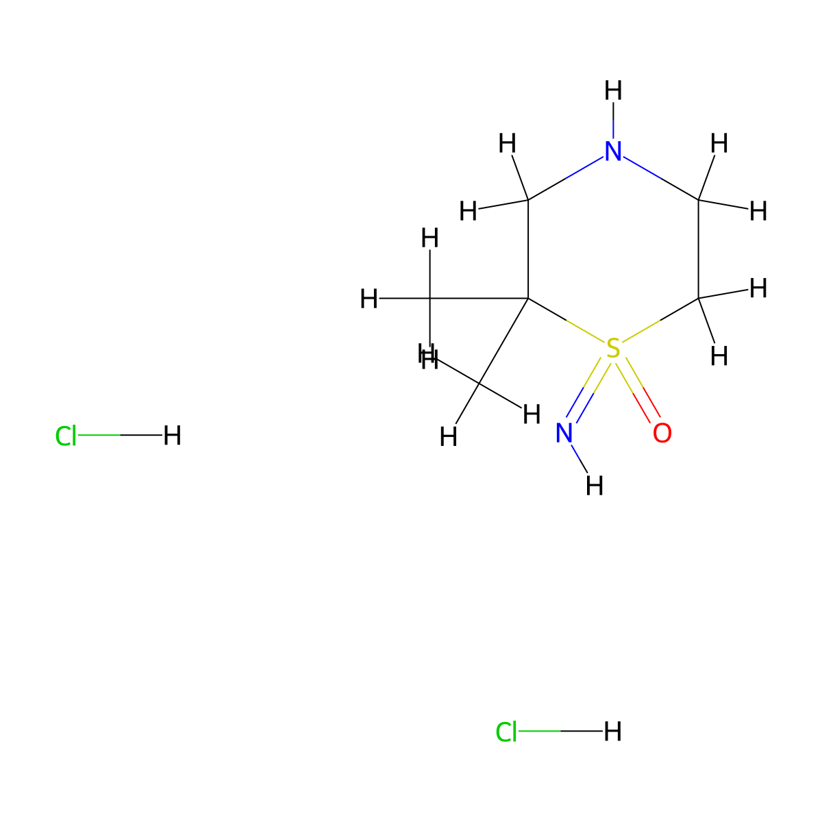 1-Imino-2,2-dimethyl-1lambda6-thiomorpholin-1-onedihydrochloride molecular structure, CAS 2411252-57-6