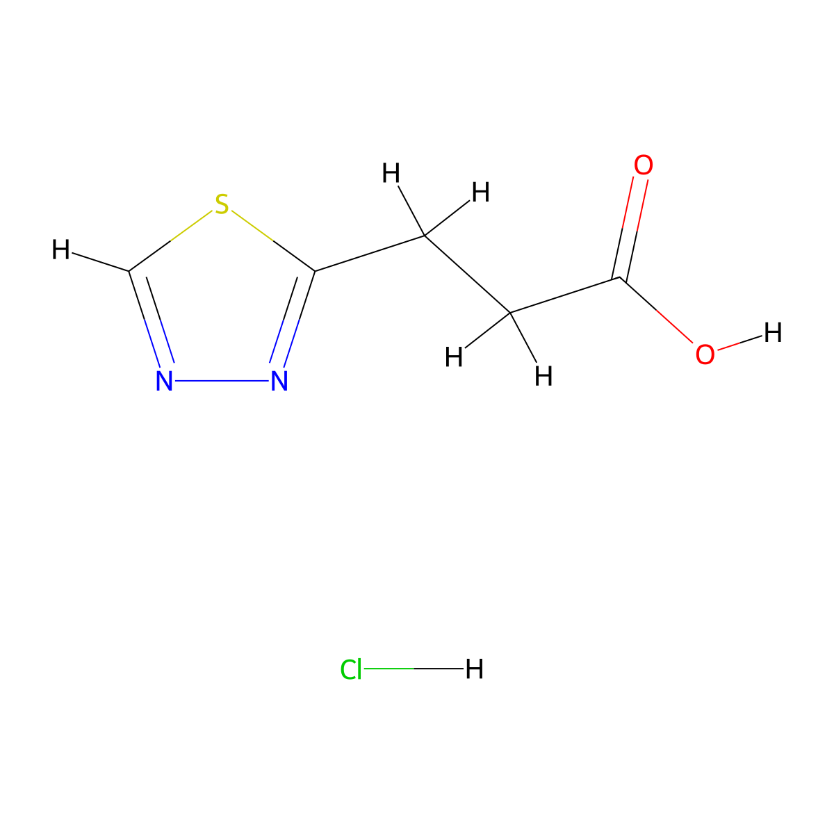 3-(1,3,4-Thiadiazol-2-yl)propanoicacidhydrochloride molecular structure, CAS 2411252-72-5