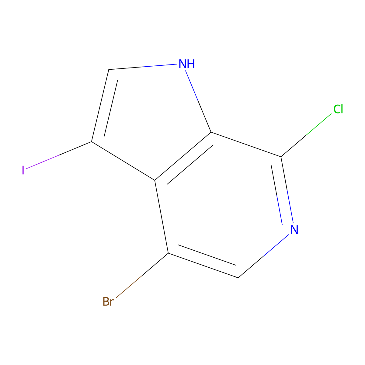 4-Bromo-7-chloro-3-iodo-1H-pyrrolo[2,3-c]pyridine molecular structure, CAS 2411252-86-1