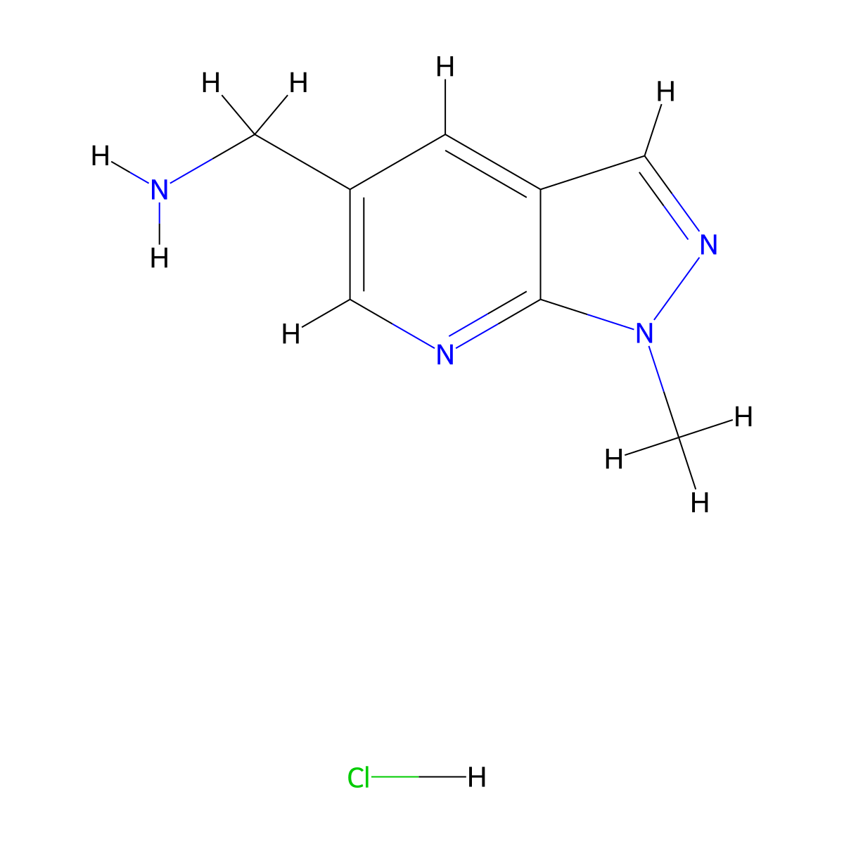 1-{1-methyl-1H-pyrazolo[3,4-b]pyridin-5-yl}methanamine hydrochloride molecular structure, CAS 2411253-19-3