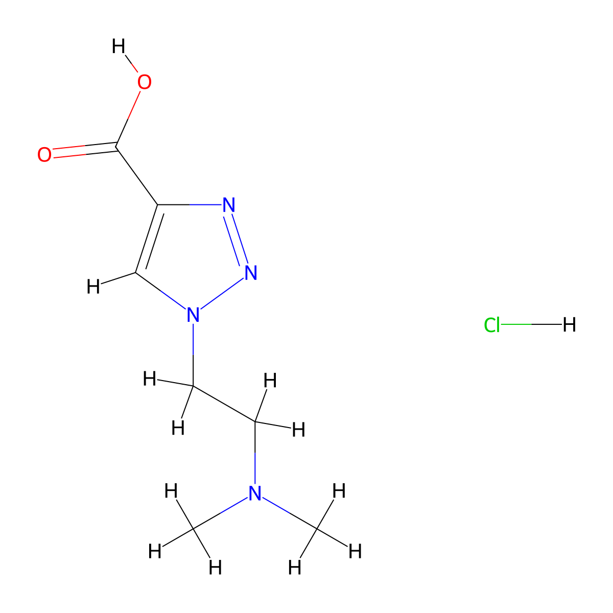 1-(2-(dimethylamino)ethyl)-1H-1,2,3-triazole-4-carboxylic acid hydrochloride molecular structure, CAS 2411254-26-5