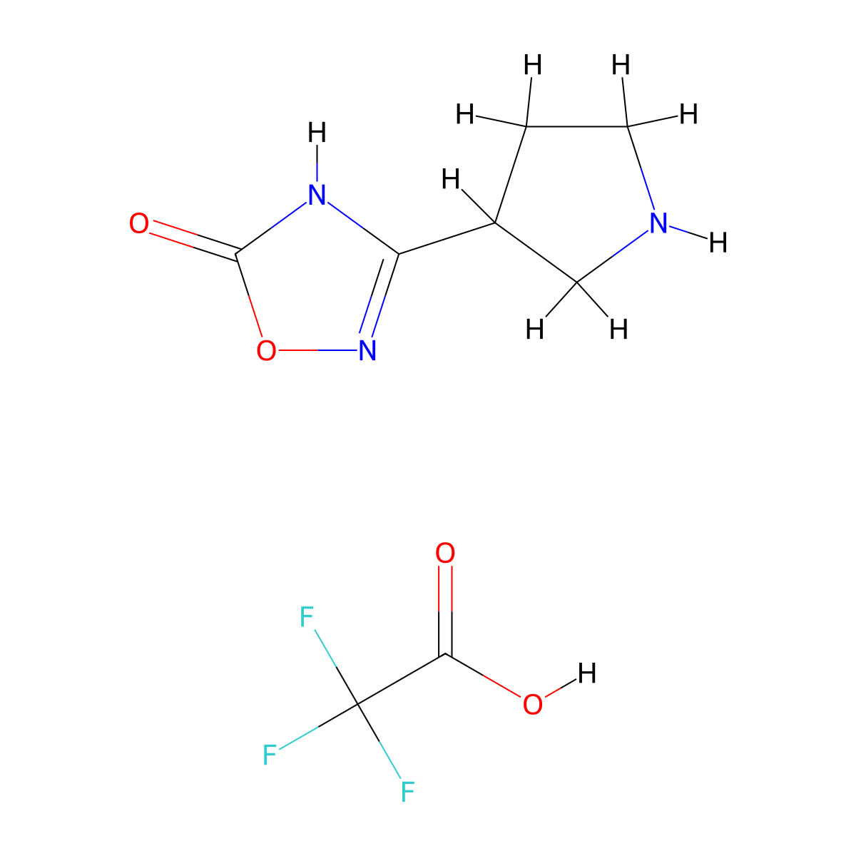 3-(Pyrrolidin-3-yl)-4,5-dihydro-1,2,4-oxadiazol-5-one; trifluoroacetic acid molecular structure, CAS 2411255-45-1