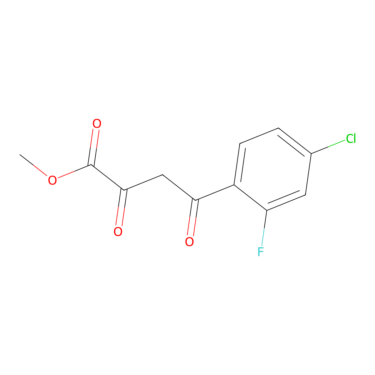 Methyl 4-(4-chloro-2-fluorophenyl)-2,4-dioxobutanoate molecular structure, CAS 2411255-85-9
