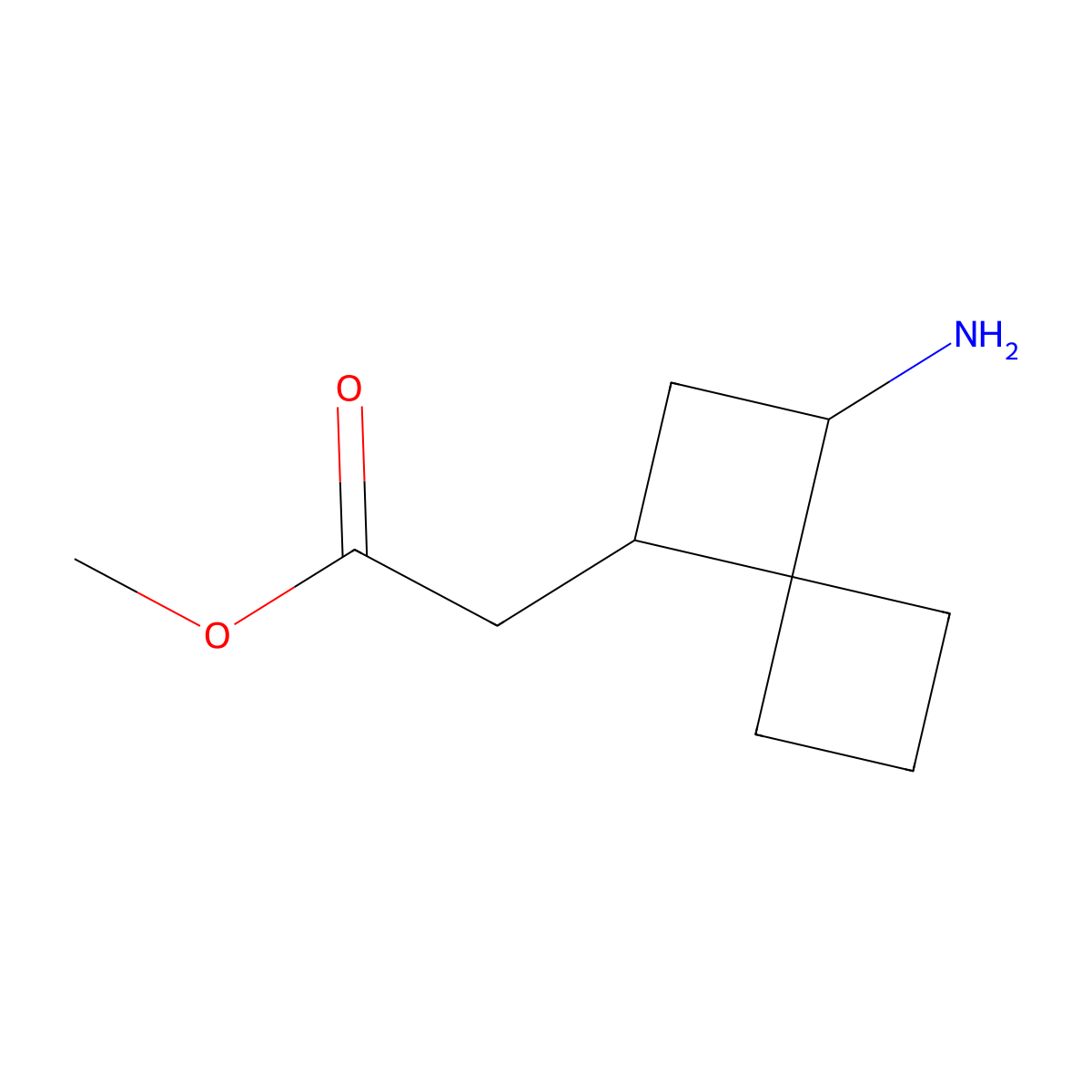 Methyl 2-{3-aminospiro[3.3]heptan-1-yl}acetate molecular structure, CAS 2411256-57-8