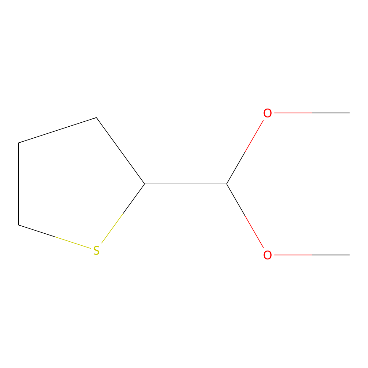 2-(Dimethoxymethyl)thiolane molecular structure, CAS 2411256-74-9