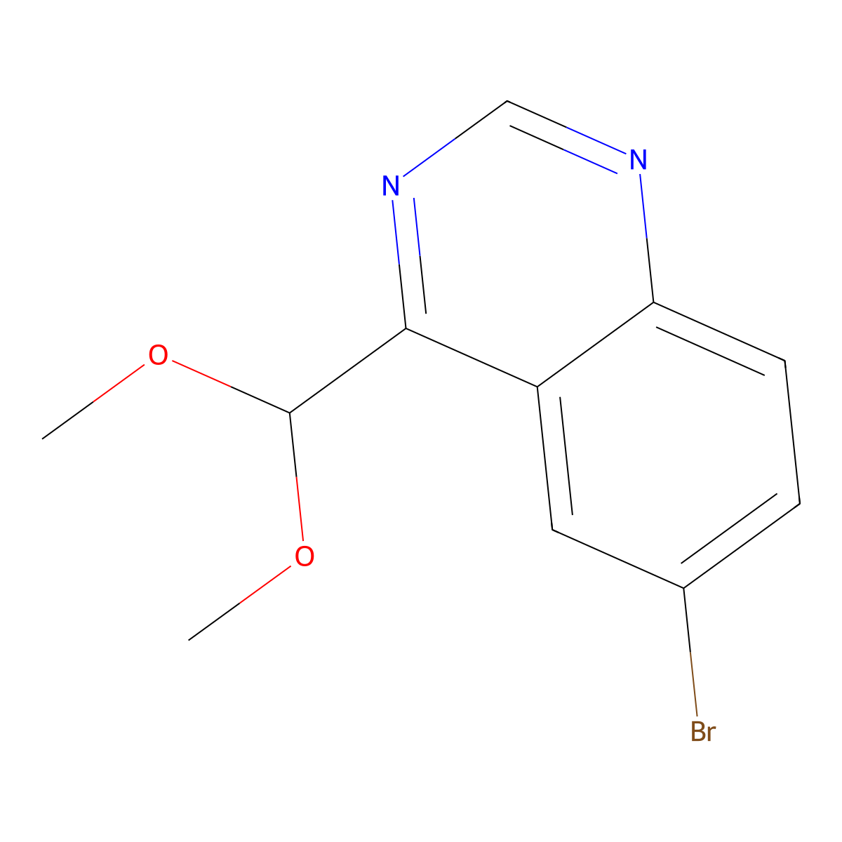 6-Bromo-4-(dimethoxymethyl)quinazoline molecular structure, CAS 2411256-79-4