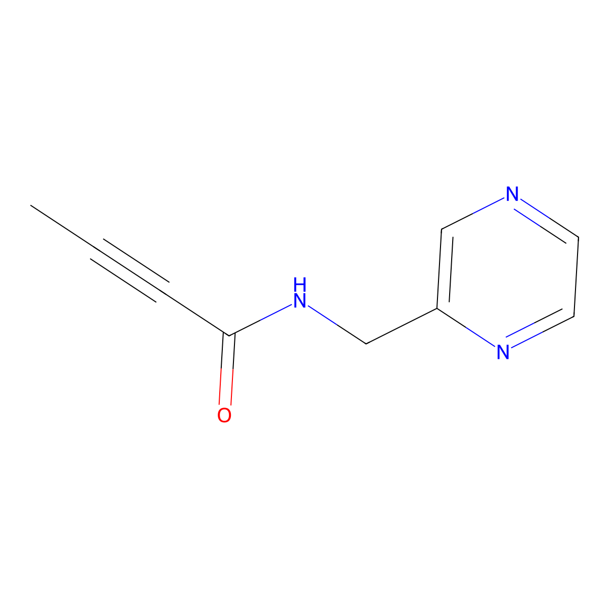 N-(Pyrazin-2-ylmethyl)but-2-ynamide molecular structure, CAS 2411258-09-6