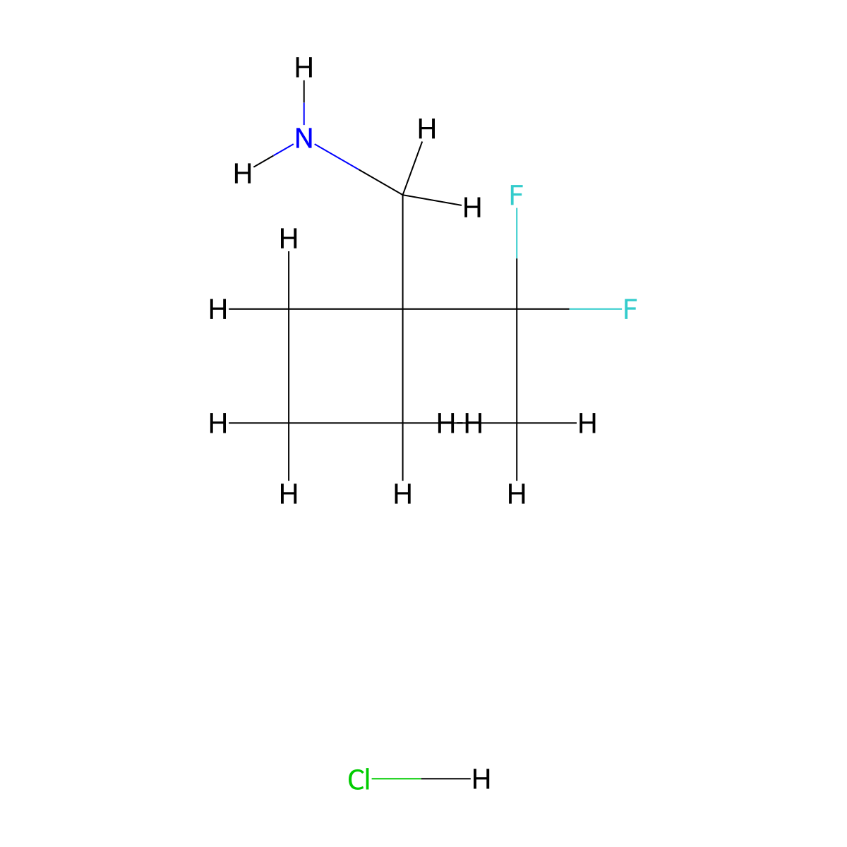 1-[1-(1,1-Difluoroethyl)cyclobutyl]methanaminehydrochloride molecular structure, CAS 2411258-18-7