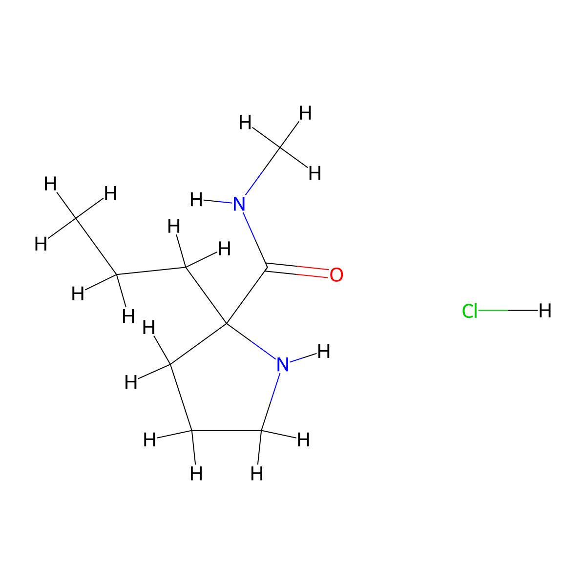 N-methyl-2-propylpyrrolidine-2-carboxamide hydrochloride molecular structure, CAS 2411260-23-4