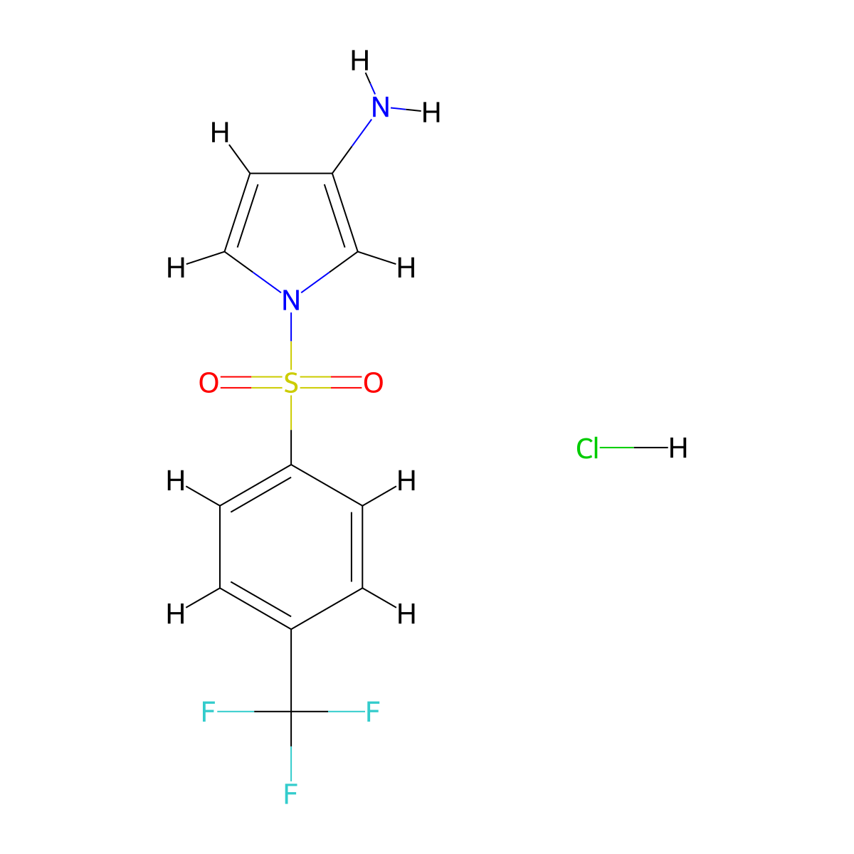 1-[4-(Trifluoromethyl)phenyl]sulfonylpyrrol-3-amine;hydrochloride molecular structure, CAS 2411261-90-8