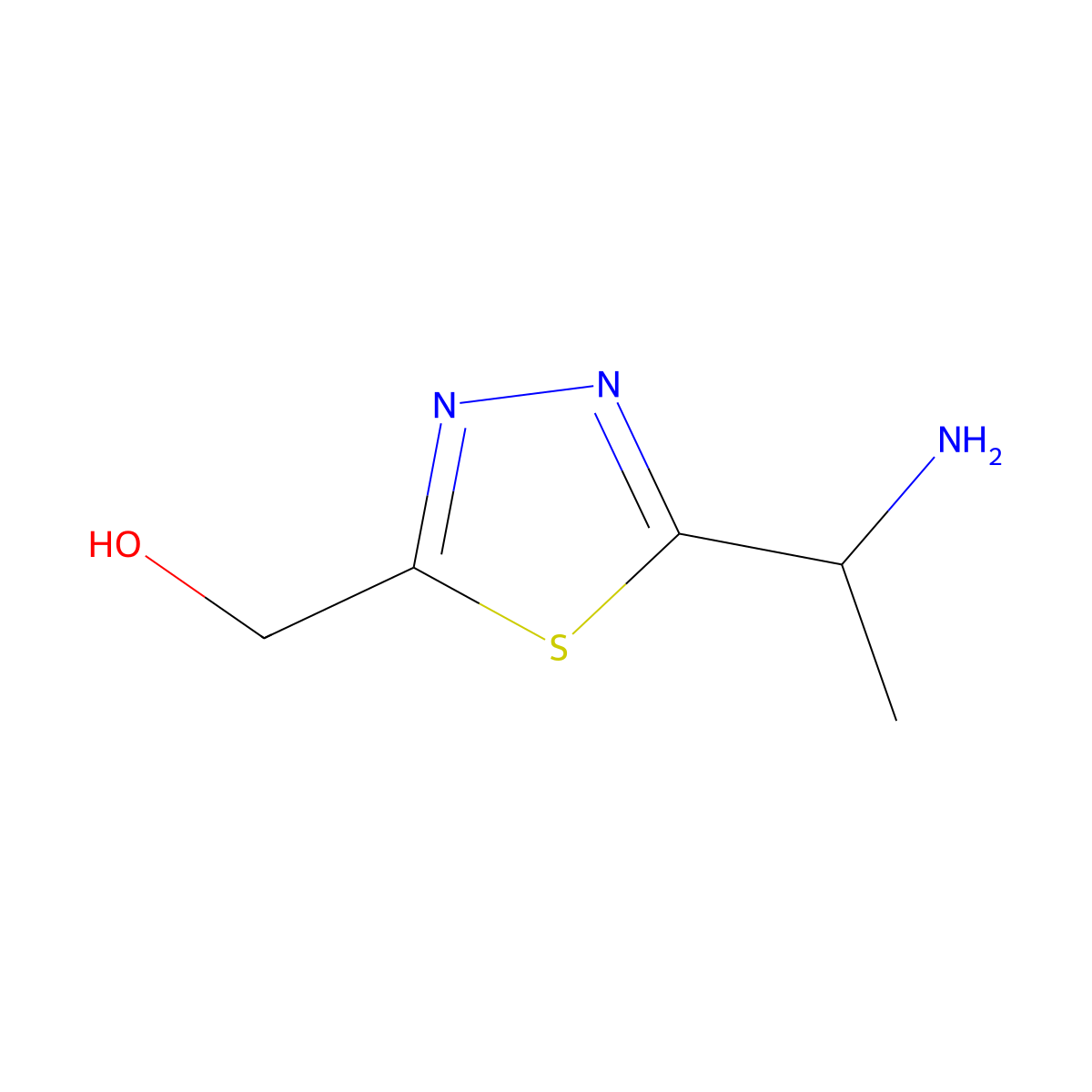 [5-(1-Aminoethyl)-1,3,4-thiadiazol-2-yl]methanol molecular structure, CAS 2411262-19-4