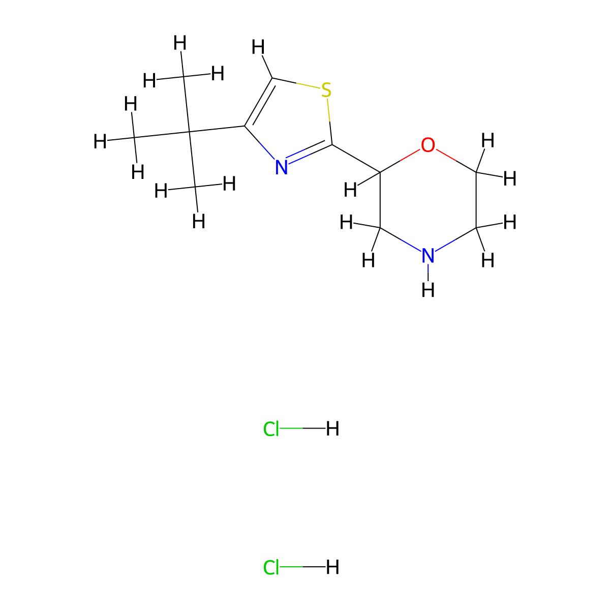 2-(4-Tert-butyl-1,3-thiazol-2-yl)morpholine dihydrochloride molecular structure, CAS 2411262-70-7